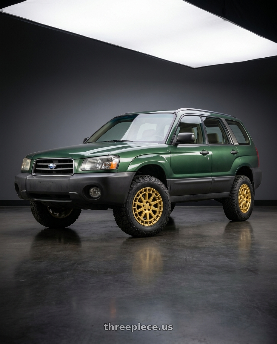 2003 Subaru Forester XS Green with Black Rhino BOXER 5X100 16X7 +15 GLOSS GOLD wheels
