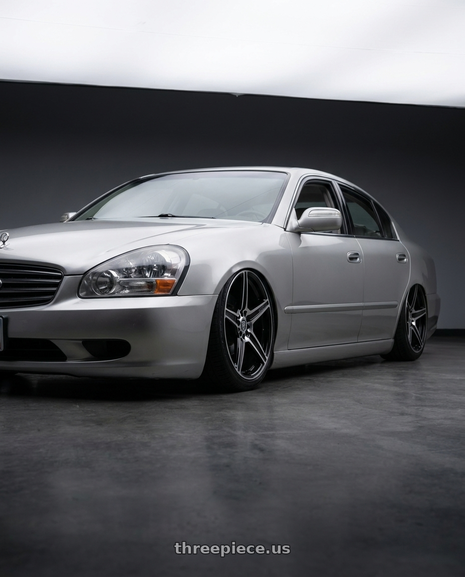 2002 Infiniti Q45 with G - LINE ALLOYS G5067 5x114.3/5x120 17x7.5+35 BLACK / MACHINED wheels