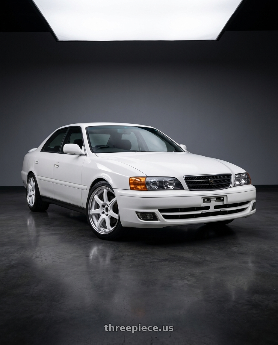1998 Toyota Chaser with Work T7r 2P 5x114.3 18x9.5 +22 WHITE wheels