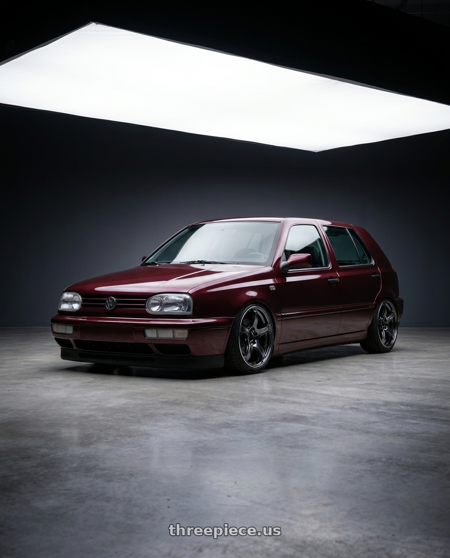 1995 vw golf mk3 hatchback ABT , Dark Burgundy Pearl with Advan Racing TC4 5x120 18x9.5 +38 BLACK CHROME wheels