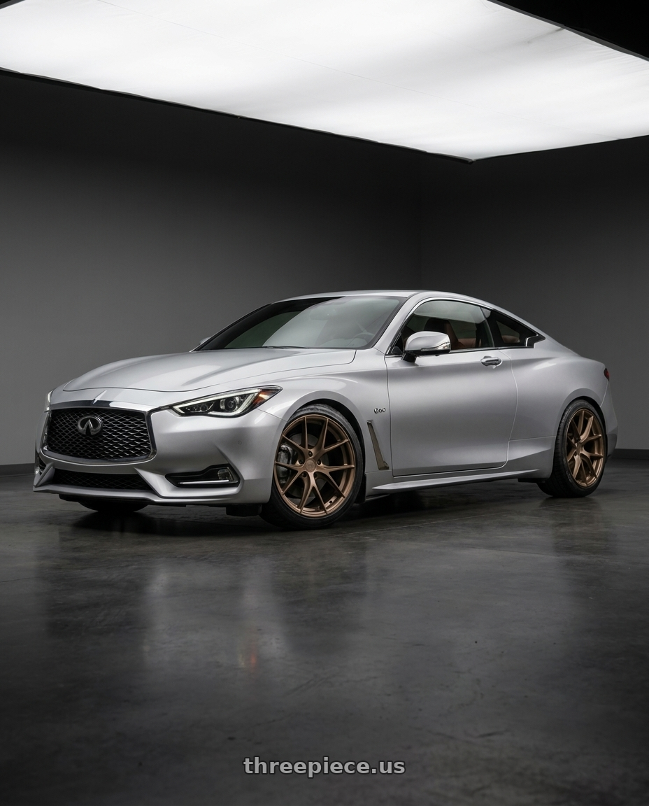 2018 Infiniti Q60 luxe AWD with Aodhan AFF7 5x114.3 18x9.5+35 Matte Bronze wheels