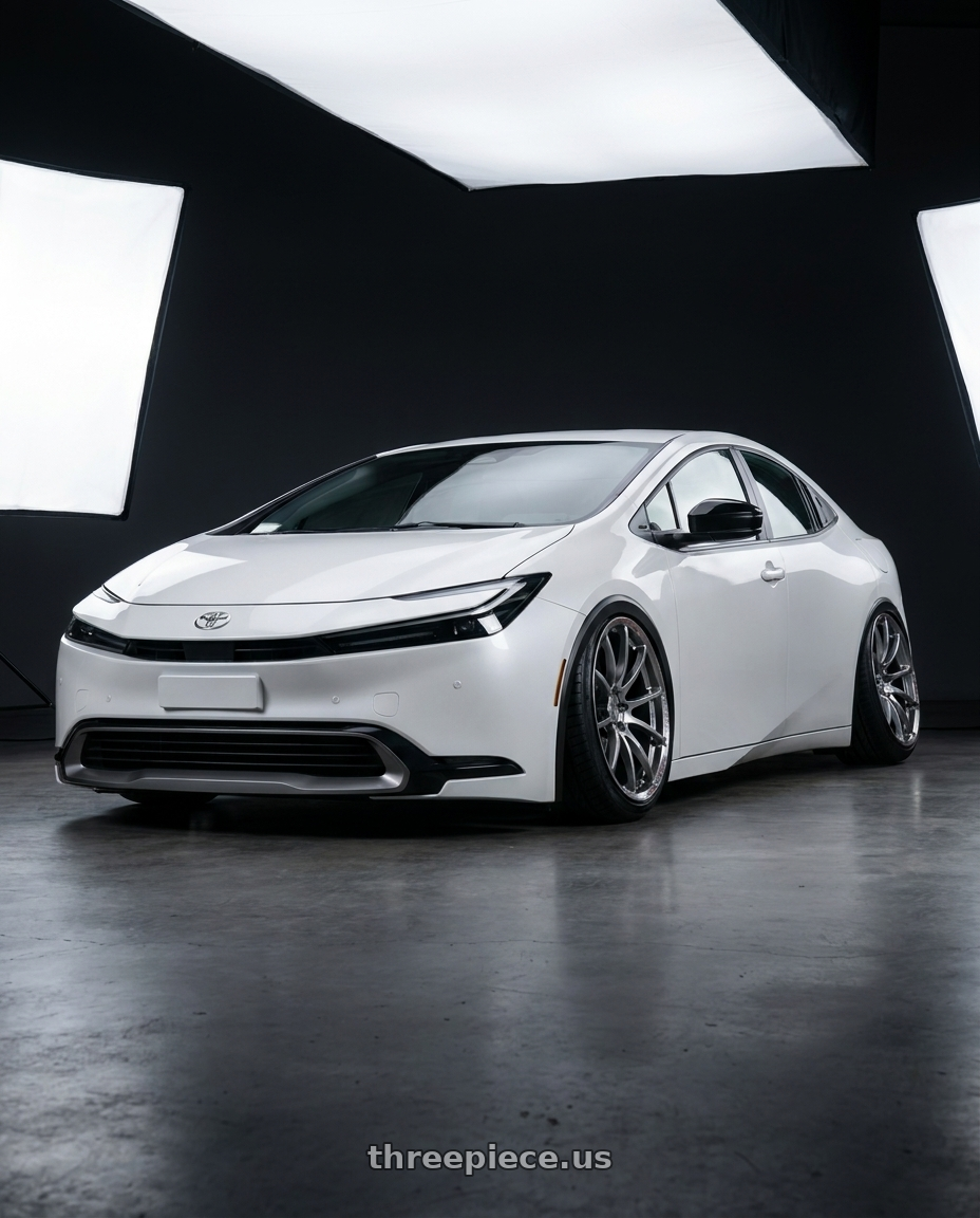 2025 Toyota Prius PHEV 鉑鑽白 with Volk Racing VERSUS VV21S 5x114.3 18x9.5 +38 GRACE SILVER wheels