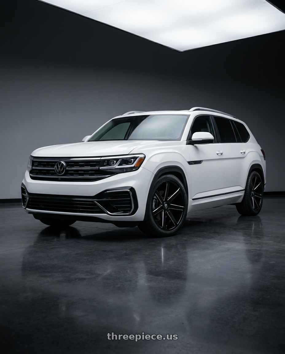 2020 vw atlas rline with DUB 1PC S109 PUSH 5X112/5X127 22X9.5 +32 GLOSS BLACK MILLED wheels
