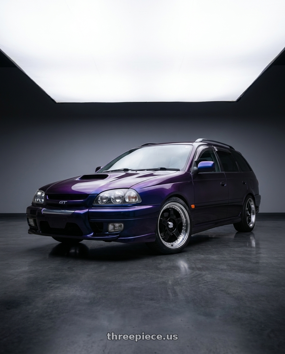 1997 Toyota Caldina with Konig SSM 5x100 18x9+42 Gloss Black w/ Machined Lip wheels