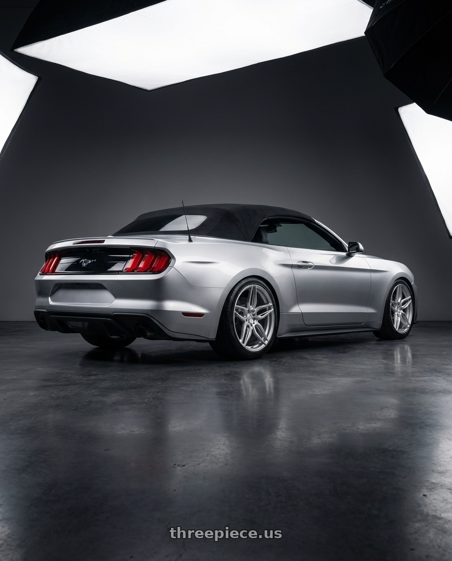 2018 ford mustang with ADV.1 ADV005 5x114.3 20x10.5 +45 Platinum wheels rear three quarter view slight stretch tires