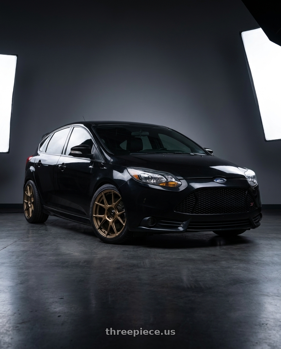 2013 ford focus st black with Konig Ampliform 5x114.3 19x9.5+35 Gloss Bronze wheels