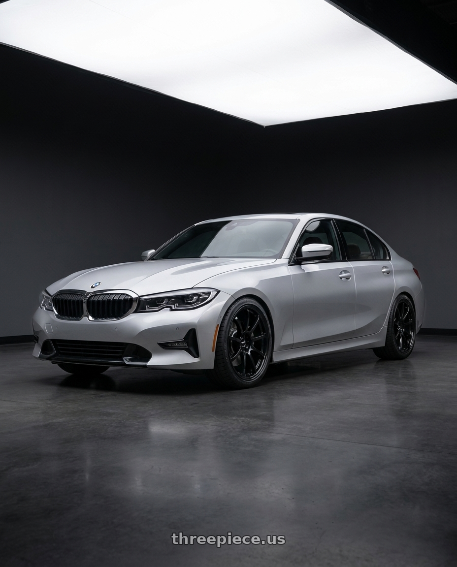 2023 BMW 3 Series G20 with Gram Lights 57NR 5x112 19x8.5+22 Glass Black wheels