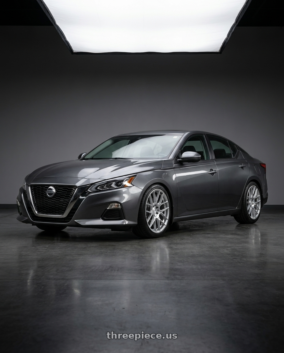 2021 Nissan Altima SV with Aodhan AH-X 5x114.3 18x8.5+35 Gloss Silver Machined Face wheels