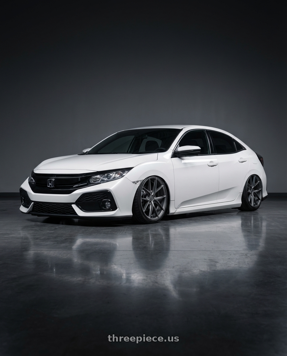 2024 Honda Civic with Niche 1PC M116 MISANO 5X114.3 19X8.5 +33 MATTE GUN METAL wheels front three quarter view stanced stance