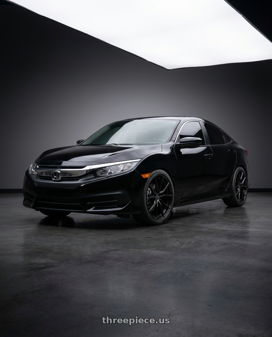 2016 Honda Civic LX with Advanti Racing 80B Hybris 5X120 19x9.5 +35 Gloss Black wheels