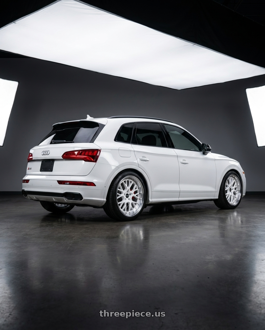 2018 audi sq5 with ESR Wheels CS SERIES CS11 5x120 19x9.5 +35 Gloss White wheels rear three quarter view square tires