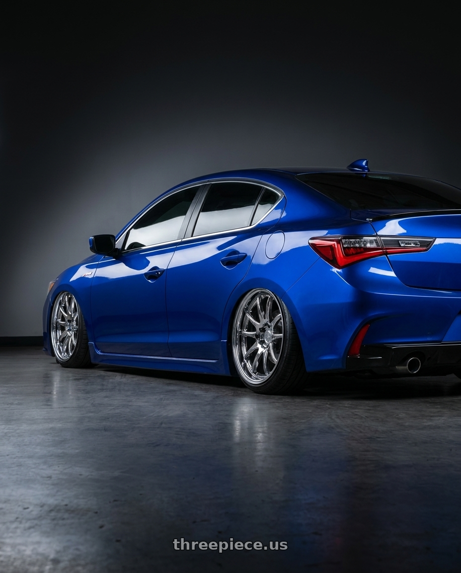 2021 Acura ilx with Aodhan DS02 5x114.3 19x9.5 +30 Vacuum Chrome wheels rear three quarter view square tires