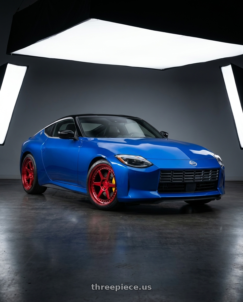 2024 Nissan Z with Aodhan DS09 5x114.3 19x9.5+22 Candy Red w/ (Chrome Rivets) wheels