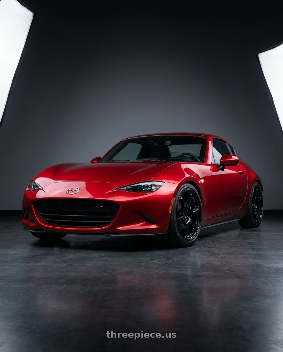 2025 mazda mx5 nd3 red with Advan RGIII 4x100 17x7.0+47 Gloss Black wheels