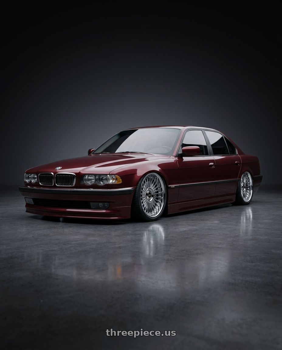 2001 bmw 740il with Work Emitz Chrome 5x120 19x8.0 +12 wheels