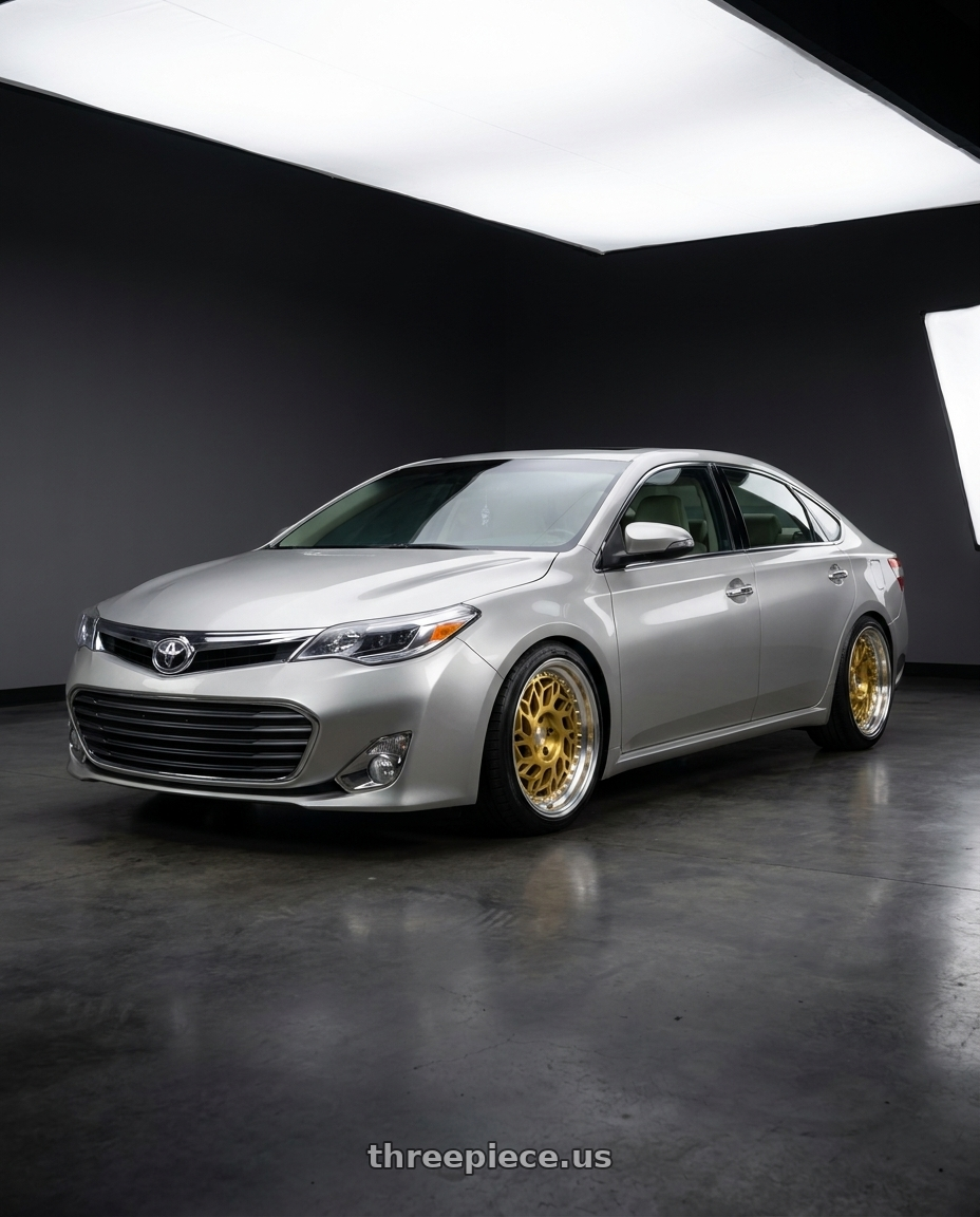 2013 toyota avalon with F1R R32 5x114.3 18x9.5 +35 Brushed Gold/Polish Lip wheels