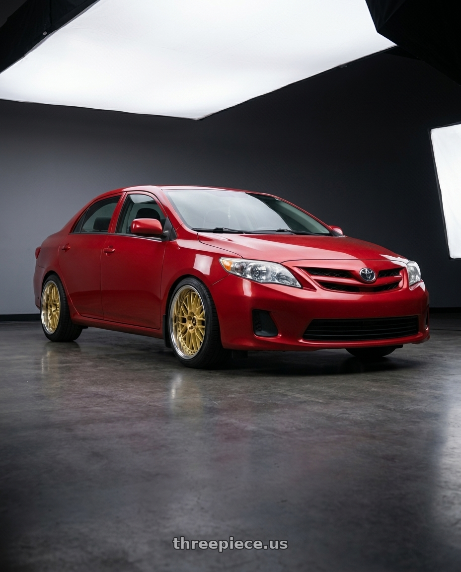 2012 toyota corolla with Work Vs-Xx 5x100 18x12+13 A Disk Gold wheels
