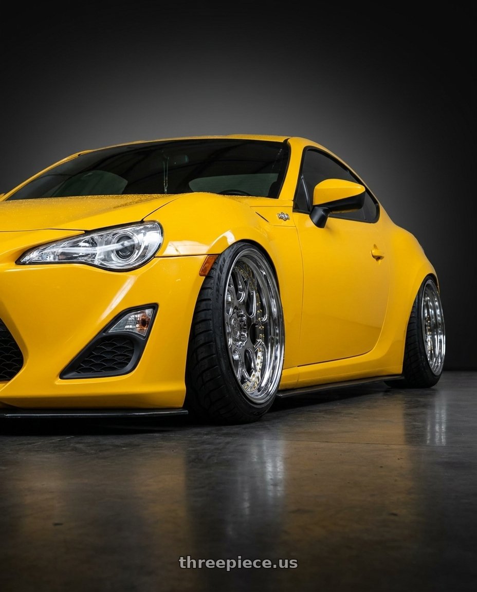 2015 SCION FRS with Aodhan DS01 5x100 18x9.5+35 Vacuum Chrome W/ Gold Rivets wheels