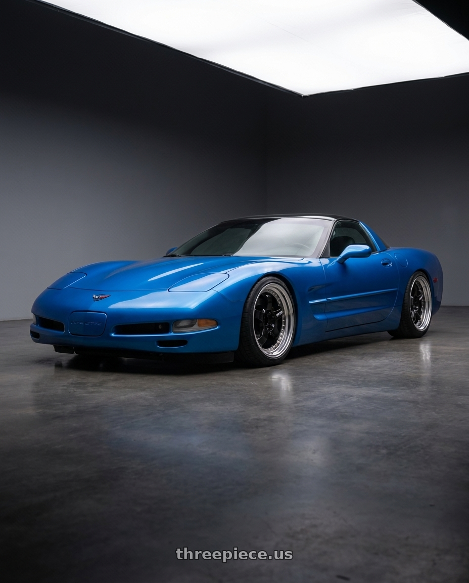 1998 Chevrolet corvette base Nassau with Work Meister S1 3P 5x100 18x10.5+29 A Disk Black wheels