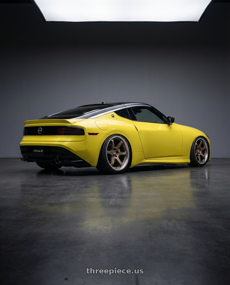 2024 Nissan Z with ESR Wheels APEX SERIES AP6 5x114.3 19x9.5 +22 Matte Bronze wheels rear three quarter view slight stretch tires