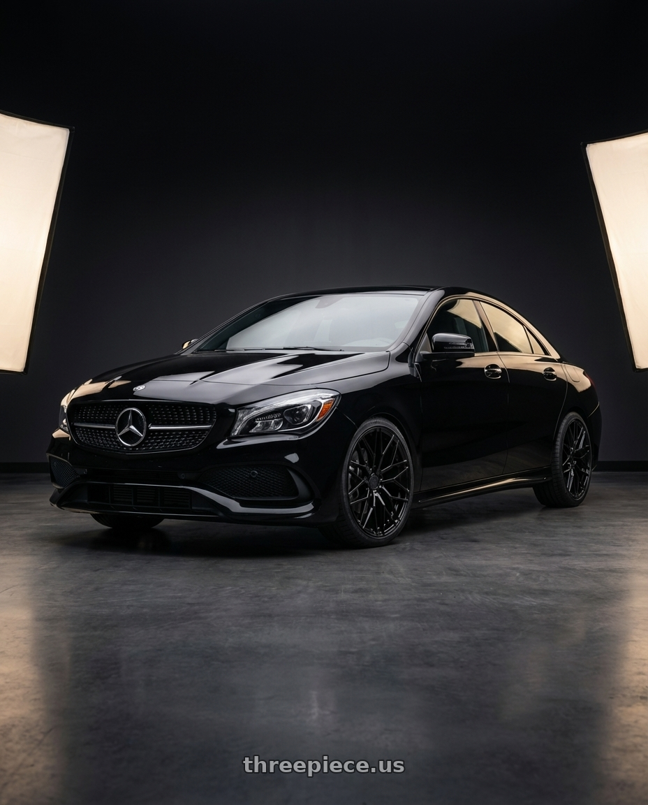 2018 Mercedes-Benz CLA C117 with Avant Garde Wheels M520R 5X112 19x8.5 +35 Gloss Black wheels