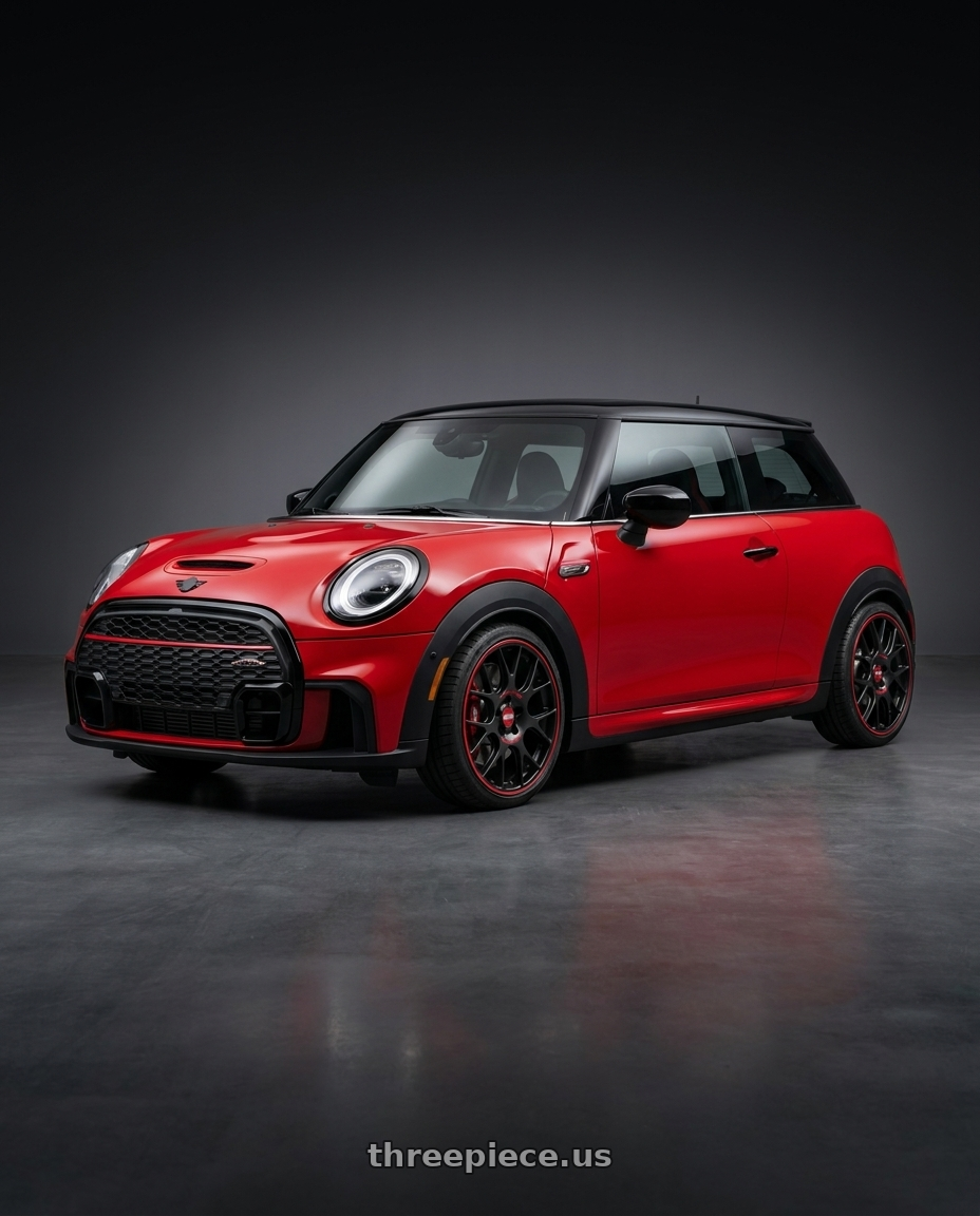 2025 mini jcw red with BBS CH-R Nurburgring Edition 5x112 18x8.5 +47 Satin Black/Red Lip wheels