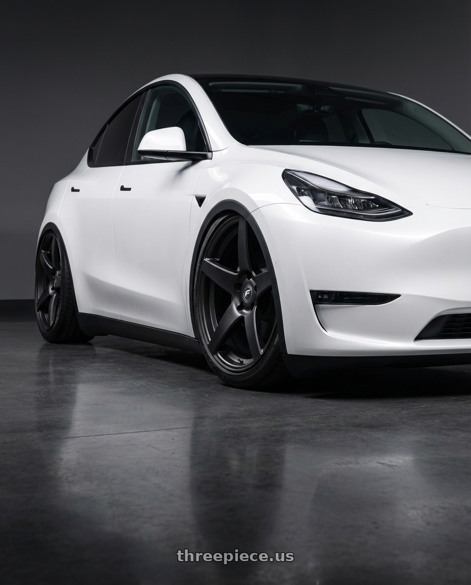 2024 Tesla Model Y with Forgestar CF5 5x114.3 20x9.5 +29 Satin Black wheels