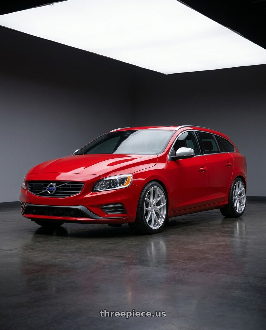 2015 Volvo V60 T6 R-Design with Vors TR88 5x108 18x8.5 +35 Silver Machined Face wheels