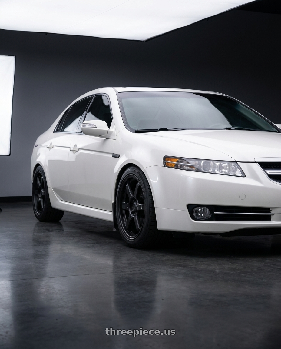 2007 Acura TL Base with Konig Backbone 5x114.3 18x8+45 Matte Black Milling Logo on Spoke wheels
