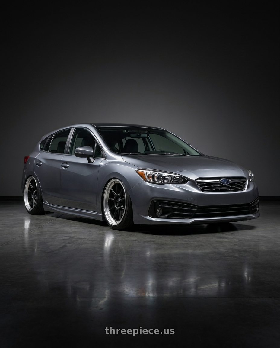 2022 Subaru impreza sport hatchback with Konig Countergram 5x100 18x8.5+40 Matte Black / Matte Machined Lip wheels