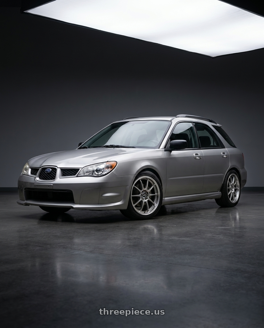2007 subaru impreza sports wagon with Enkei J10 4x100/114.3 15x6.5+38 Silver w/ Machined Lip Dia wheels