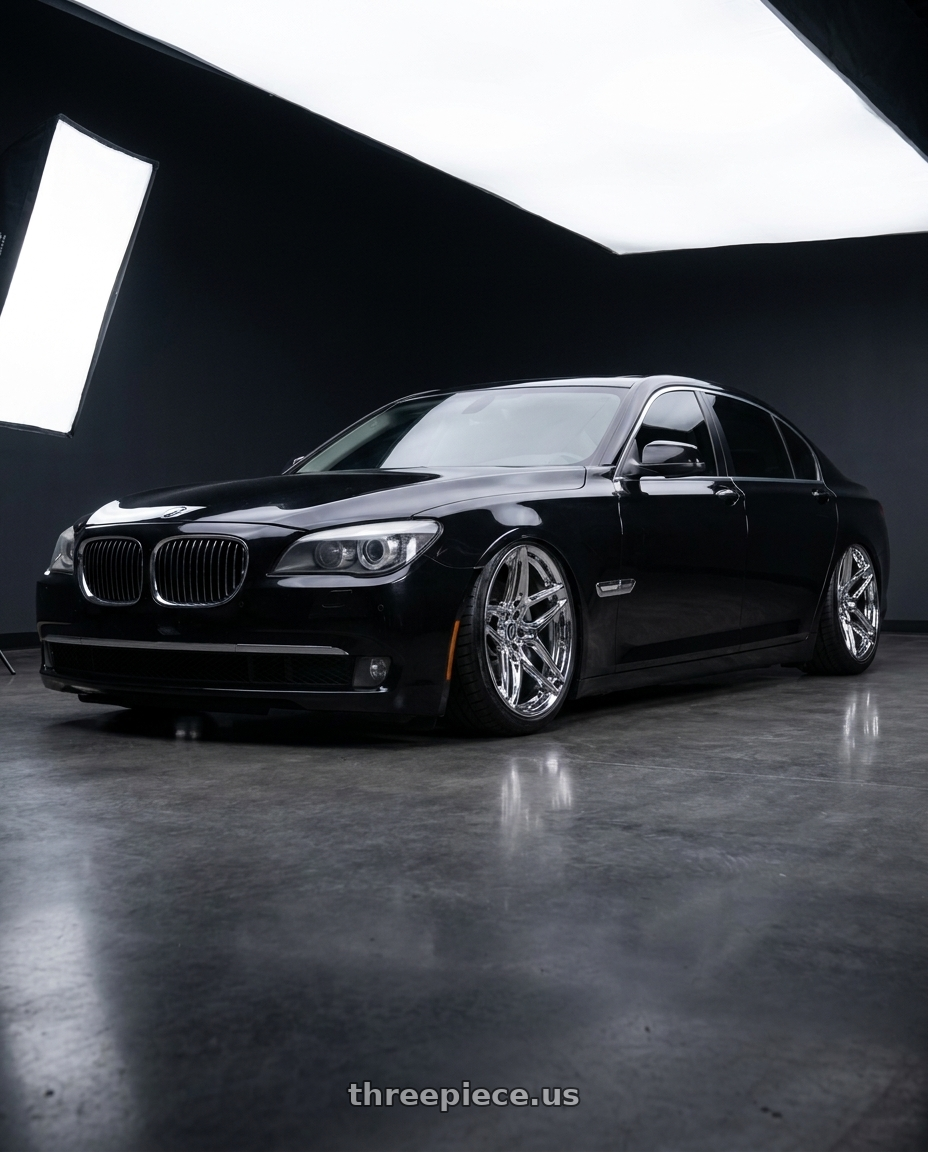 2011 BMW 750li with HERITAGE WHEEL EBISU MONOC 5x120 19x9.5 +38 CHROME wheels