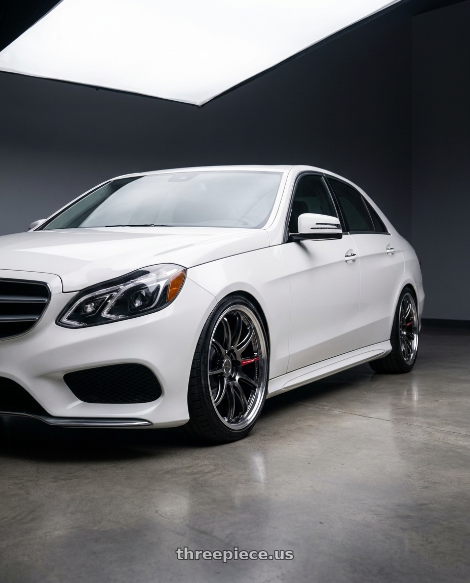 2016 Mercedes Benz e350 with Work Emotion Zr10 5x112 19x9.5 +38 Glim Black Diamond Rim cut wheels