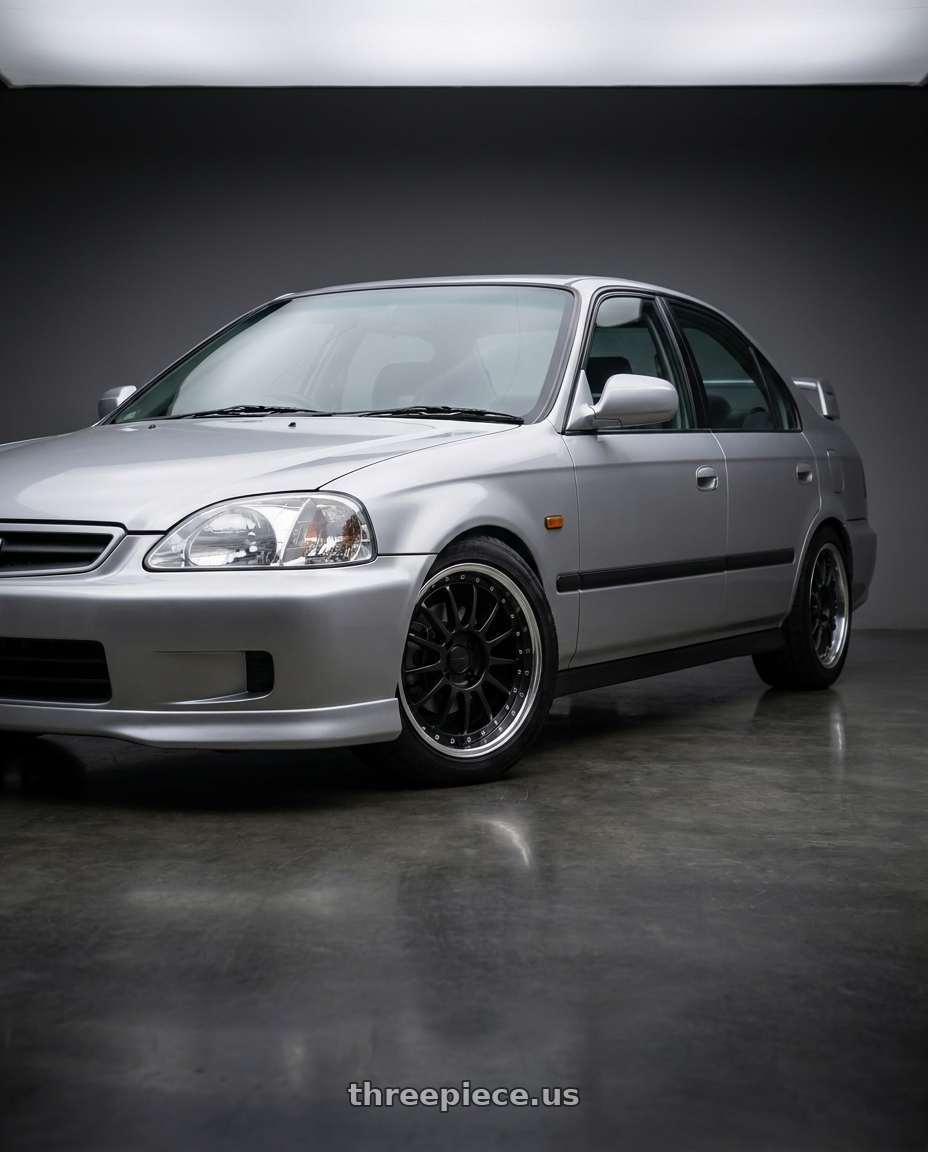 1999 honda civic with SSR Professor TF1R 4X100 16X7+38 NR Disk Flat Black wheels