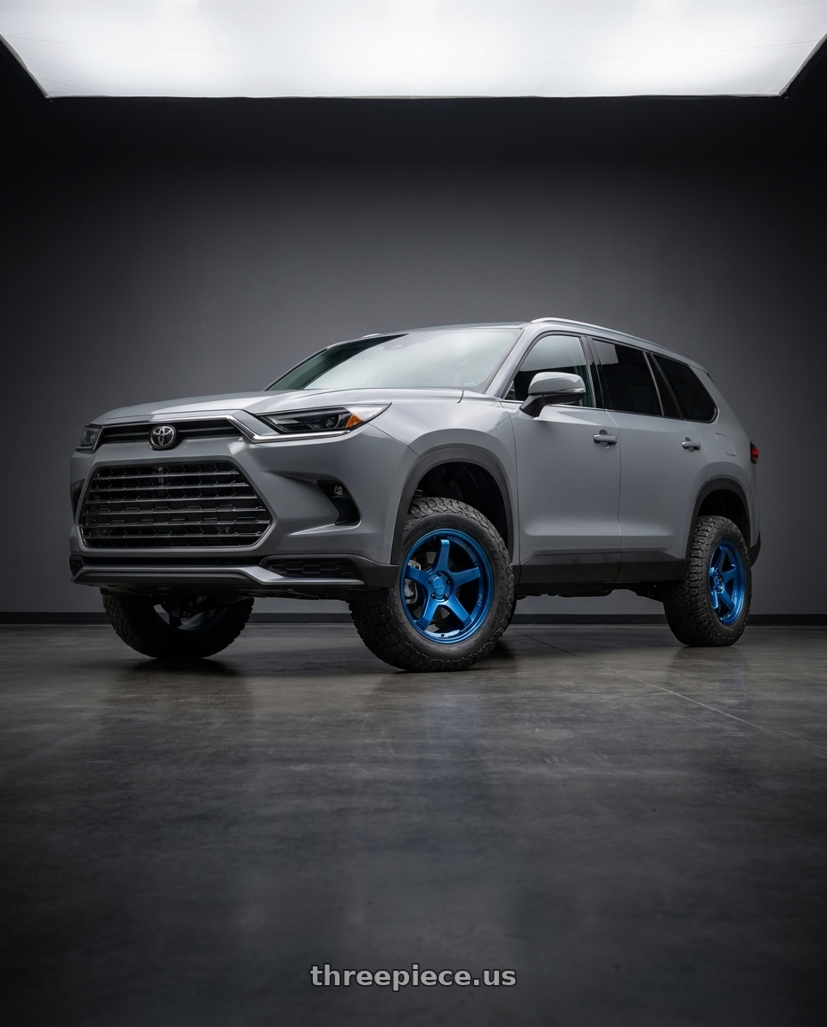 2026 Toyota grand Highlander max with KATANA RACING HR05 5x120 18x8.5 +35 Metallic Blue wheels
