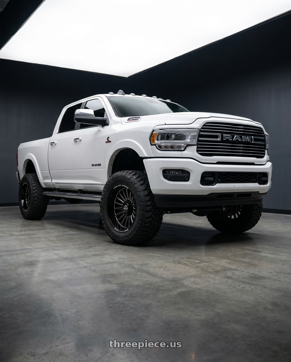 2020 ram 2500 laramie with LOCK EXTREME INVASION 8x180 20x9 +1 Gloss Black Milling wheels