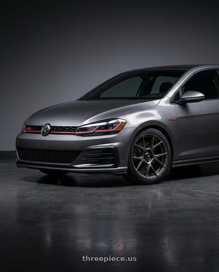 2019 Volkswagen GTI MK7 with Konig Ampliform 5x112 18x8.5+43 Dark Metallic Graphite wheels