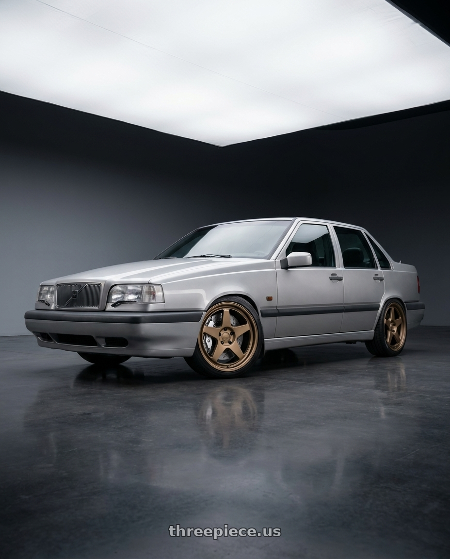 1996 Volvo 850 GLE, Silver, Big brake kit silver 6 piston calipers. with Kansei K12B KNP 5X108 18x8.5 35 Bronze wheels