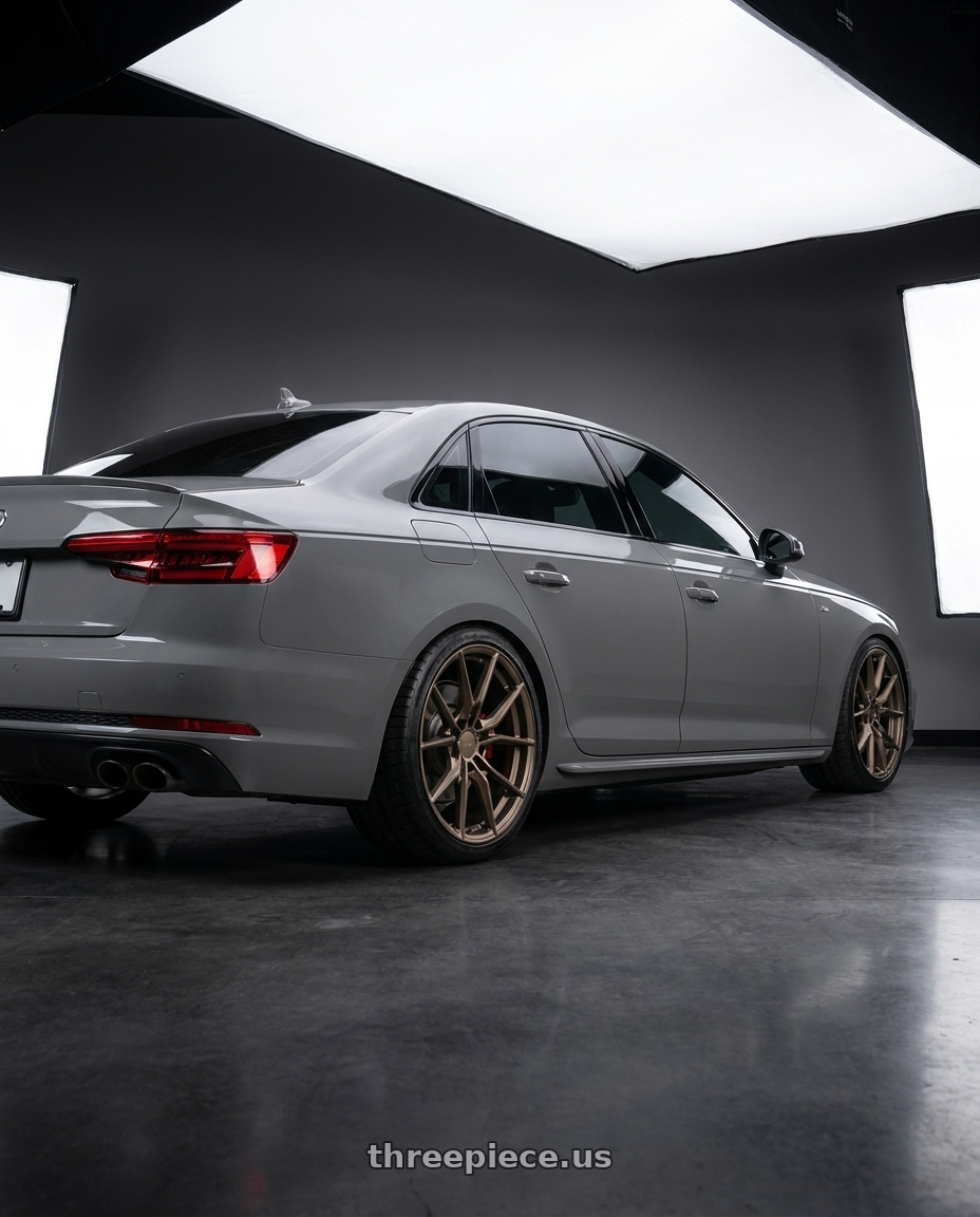 2019 Audi s4 with TSW NEPTUNE 5X112 20X9 +35 MATTE BRONZE wheels rear three quarter view square tires