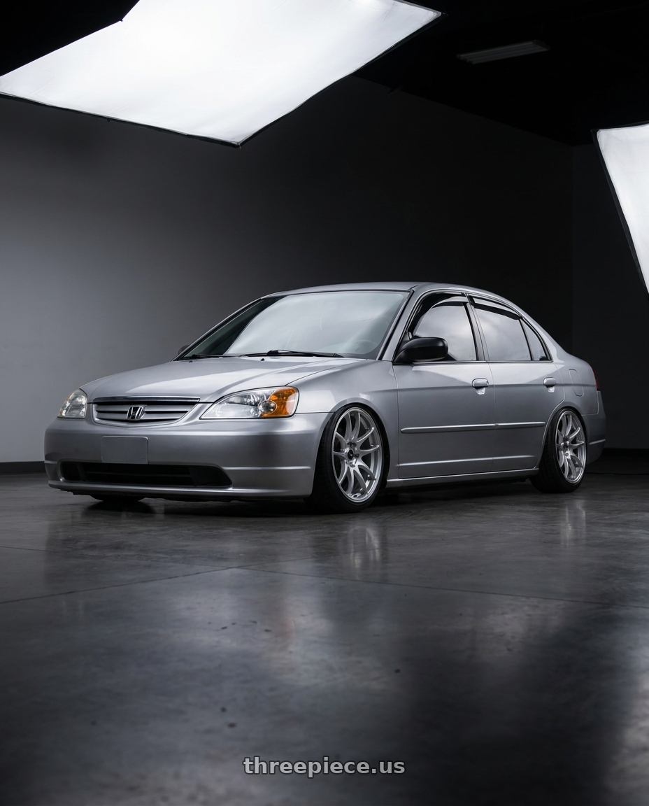 2002 Honda civic with Vors TR4 5x100 17x8  +35 Silver Machine Face wheels