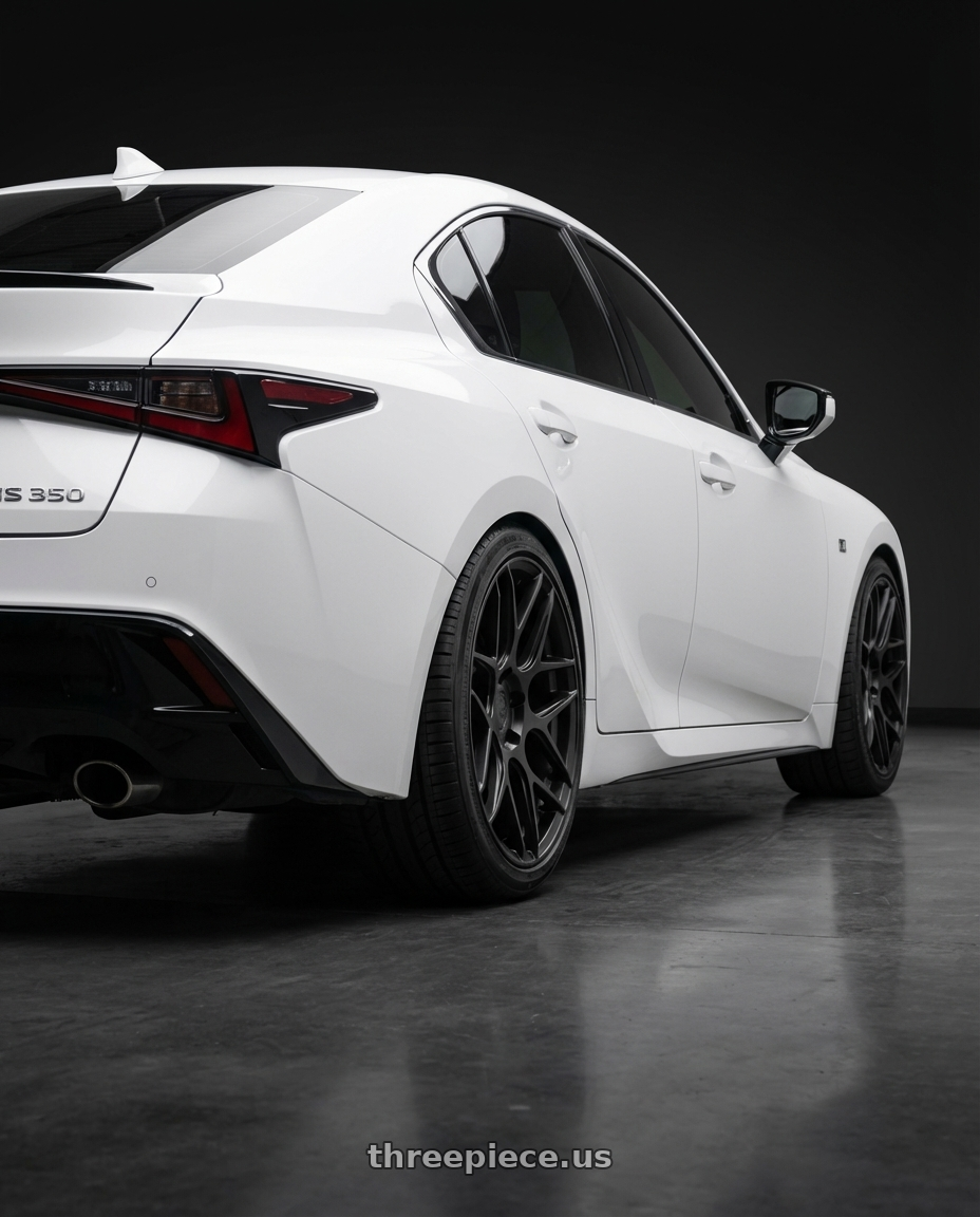 2024 Lexus IS 350 with Aodhan AFF2 5x114.3 19x9.5+35 Matte Black wheels rear three quarter view square tires