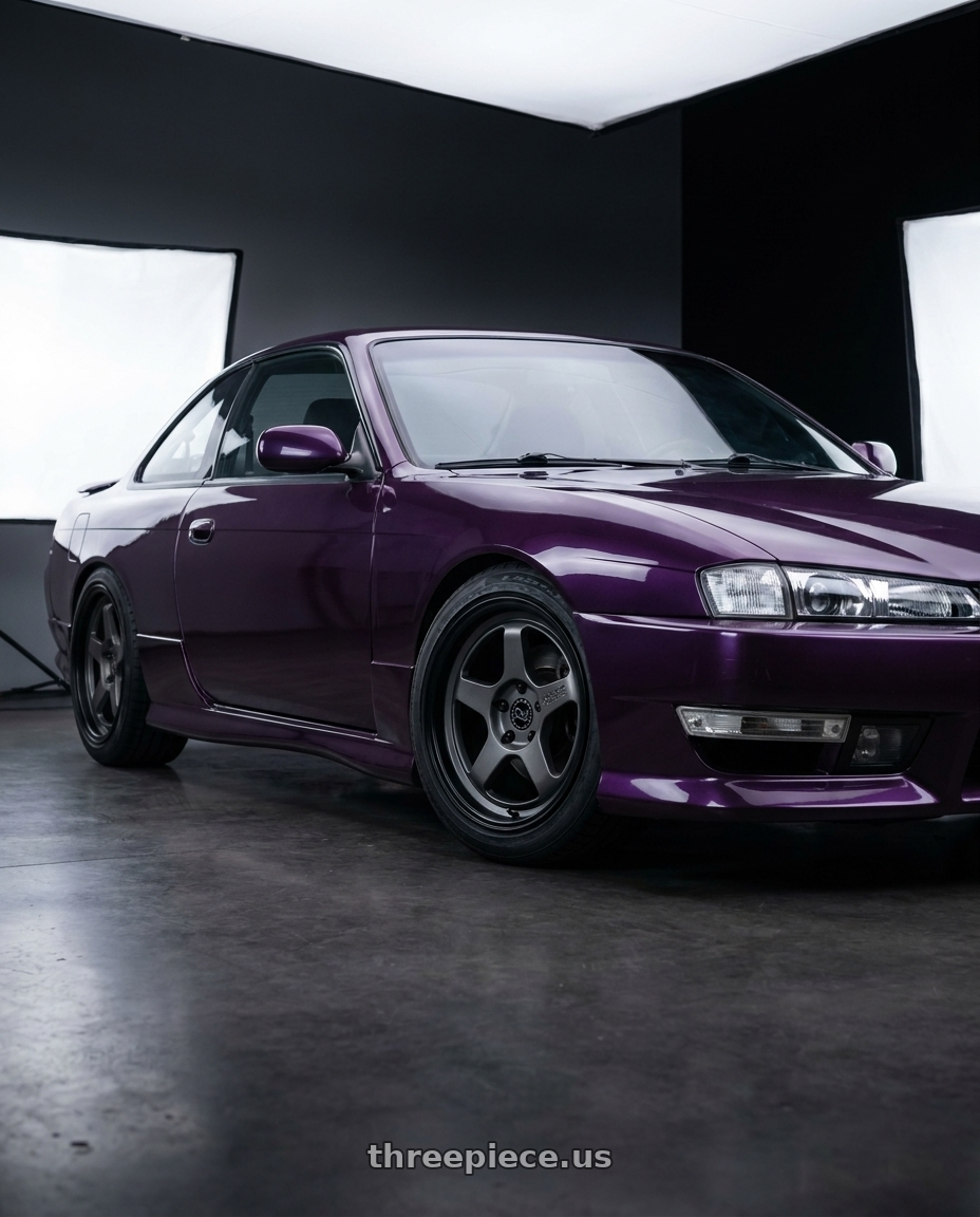 Nissan 240sx 1999 with Black Rhino CALICO 5X127 17X8.5 +34 MATTE GUNMETAL W/ MATTE BLACK LIP wheels
