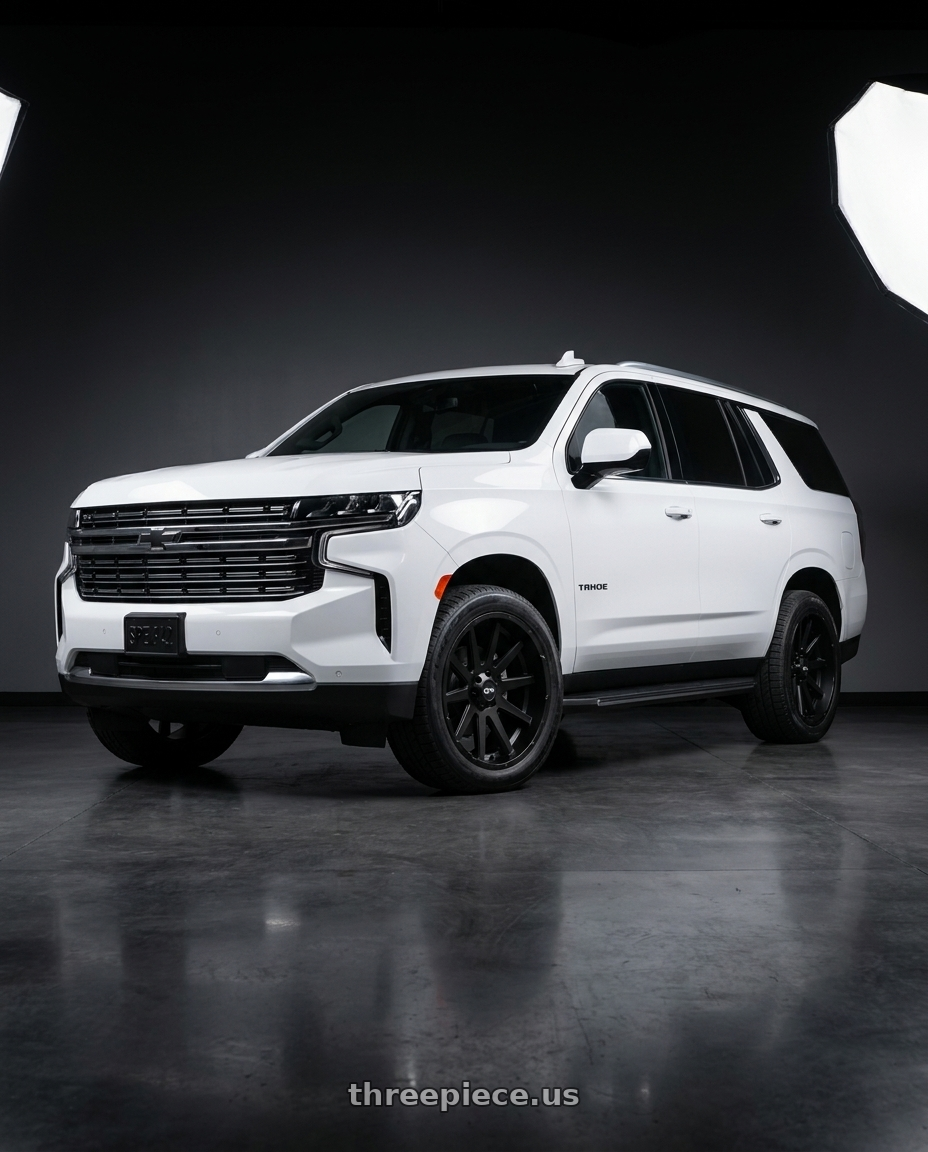 2021 Chevrolet Tahoe LS with Ion Type 143 6x139.7 20x9+0 Matte Black wheels
