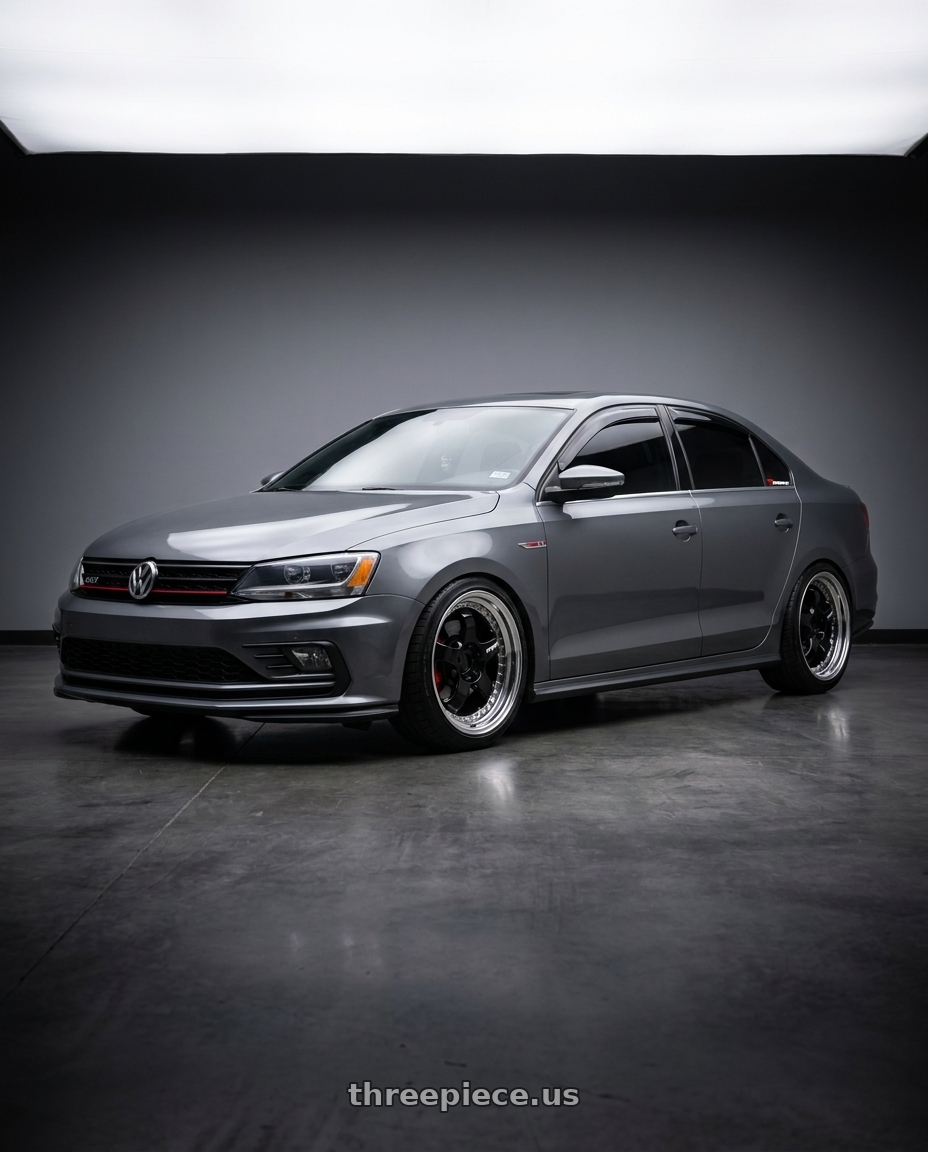 2016 VW GLI with Work Meister S1 3P 5x100 18x7+35 A Disk Black wheels