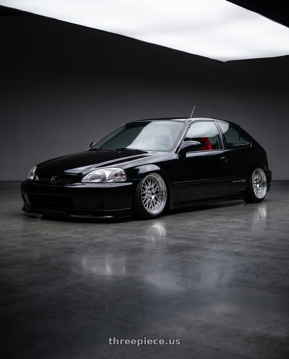 2000 honda civic hatchback with Work Meister M1 3p 4x100 16x7+13 W Disk Silver wheels
