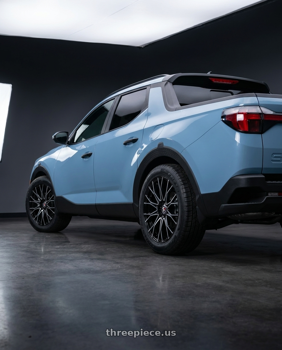 2026  Hyundai Santa Cruz SEL Activity  with Spec-1 SP-59 5x114.3/5x120 18x8 +38 Gloss Black & Machined & Undercut wheels rear three quarter view meaty tires