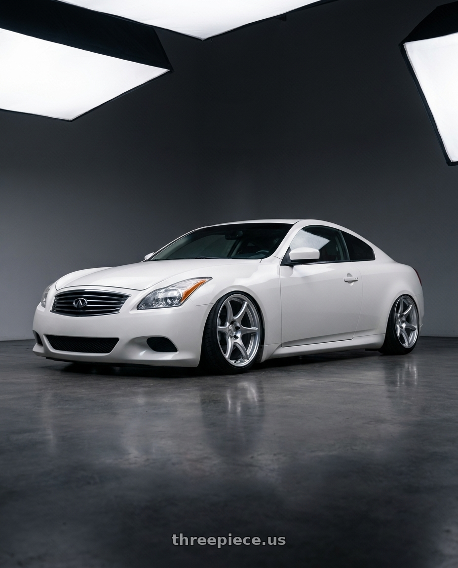2014 Infiniti G37 Coupe with Kansei K11S Tandem 5x114.3 19x10.5 22 Hyper Silver wheels