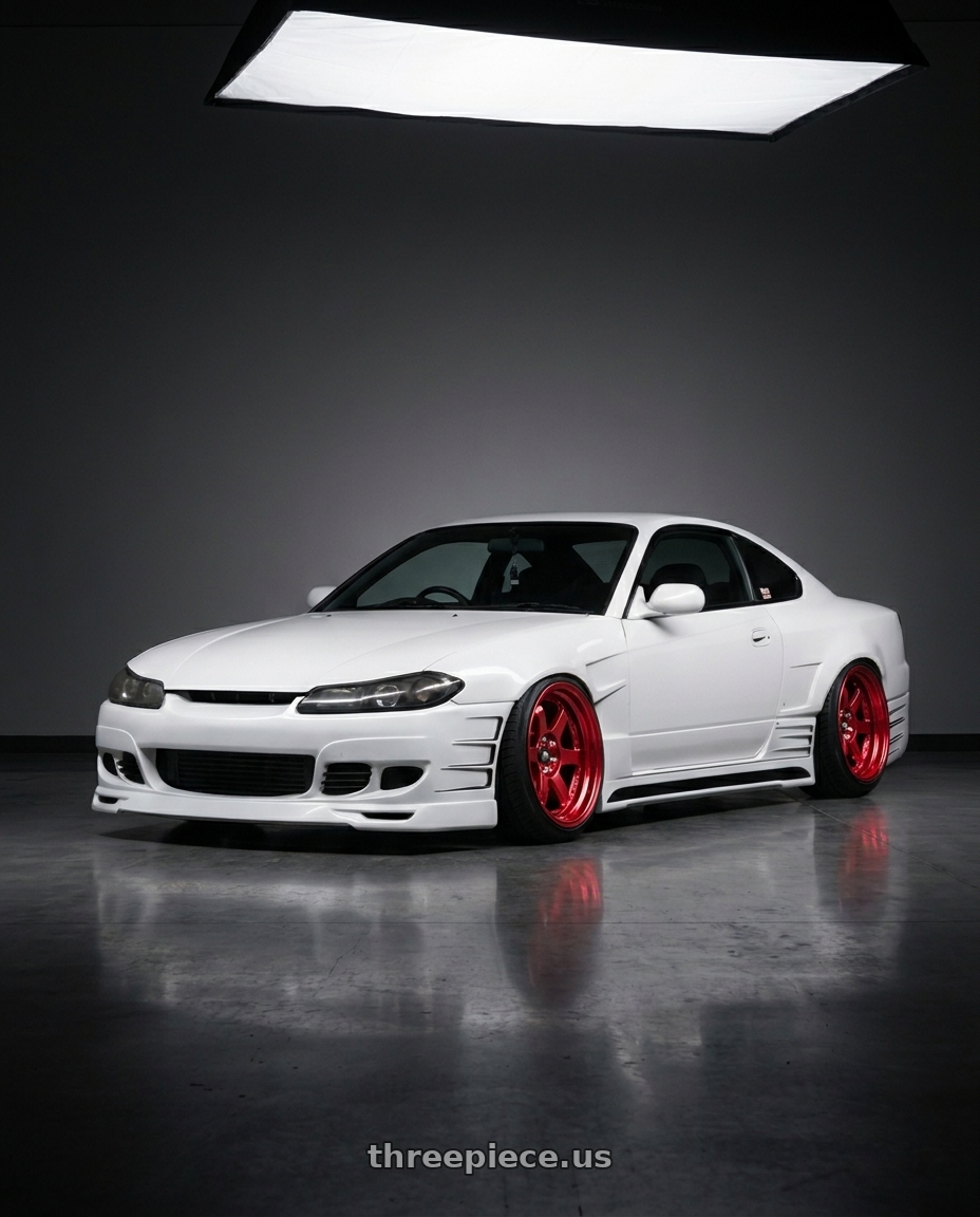 2000 Nissan s15 with MST Wheels Time Attack 5x114.3 17x9.0 +20 Ruby Red wheels