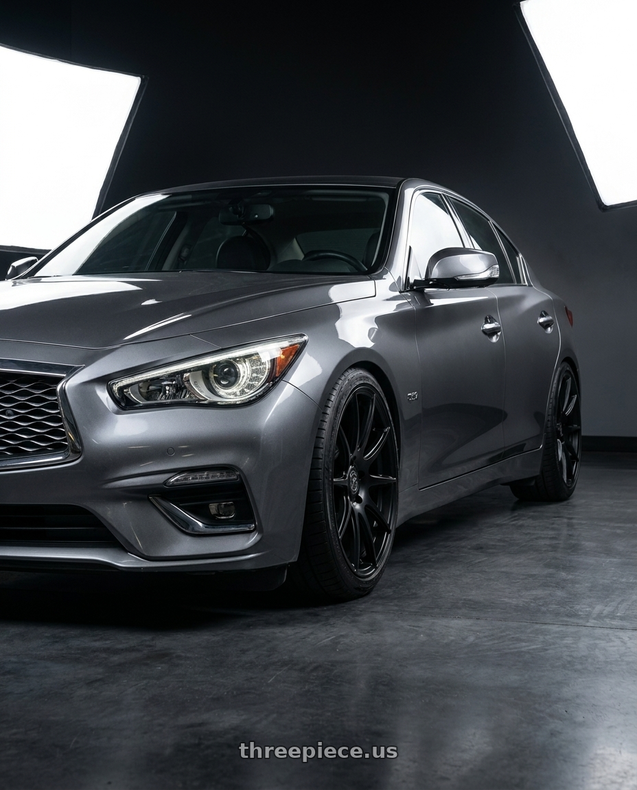 2021 Infiniti Q50 Red Sport with Forgestar CF5V 5x114.3 19x9.5 +29 Satin Black wheels