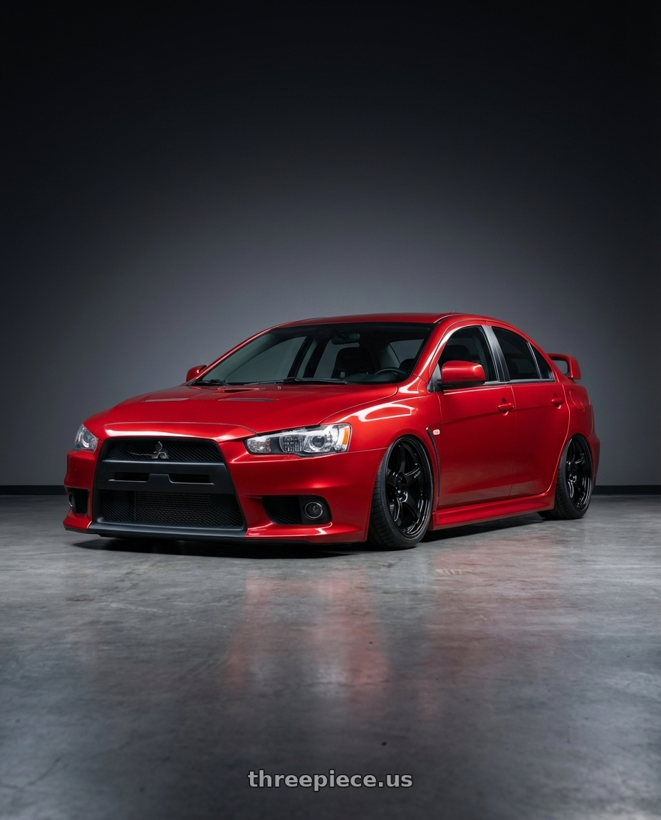 2012 Mitsubishi Lancer Evo X with Gram Lights 57CR 5x114.3 18x8.5+37 Glossy Black wheels